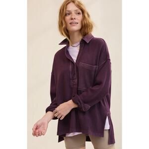 Aerie Womens Chorewear Popover Sweatshirt Long Sleeve Pockets Size XS Burgundy